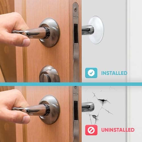 Strongest Wall Door Handle Stopper Set. 12 Pieces of Clear Rubber Door Knob, Round Wall Shield Cushion. Quiet Wall Protector for Door Handle. Guard Door Bumper Wall Protector Silencer. Self Adhesive - Thumbnail 3