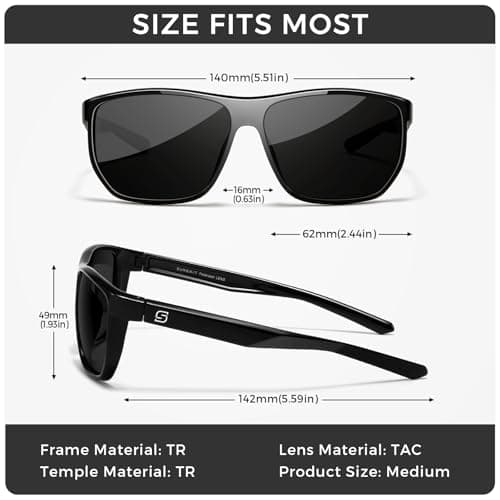 SUNGAIT Ultralight Polygon Sunglasses for Men Women Black Square Polarized Shades for Driving Running UV Protection (Bright gray) - Thumbnail 5