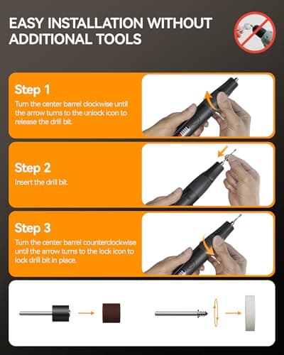 Cordless Rotary Tool, 8V Multi Tool with Auto-Lock Chuck & 5 Speed, 23,000RPM Rechargeable Engraver Kit with Storage Case, for Sanding, Polishing, Drilling, Carving, DIY Crafts - Thumbnail 5