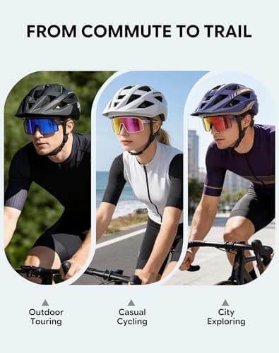 InnerKing Adult Bike Helmet and Cycling Sunglasses Set, Safety Certified Mountain Bicycle Helmet with UV Protection Glasses & Rear Light, Commuting Road Bike Helmet with Visor for Men Women - Thumbnail 4