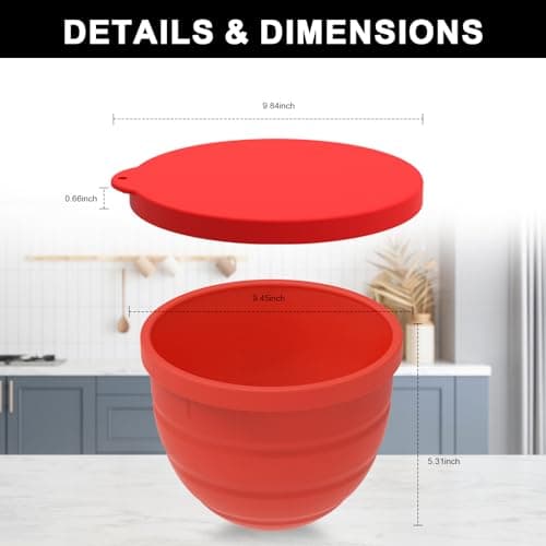 5 Qt Foldable Tilt-Head Silicone Liners for kitchenaid Stand Mixer, Silicone Bowl Liners with Lids, Kitchen Aid Accessories and Attachments for Baking and Cooking (3pcs Black+Red+White) - Thumbnail 3