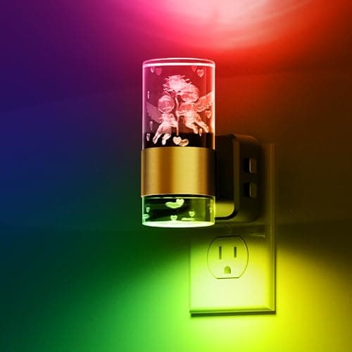 L LOHAS LED Night Lights Plug into Wall,[2-Pack] Dusk to Dawn Nightlight,9 Colors Changing,Adjustable Brightness,Acrylic Decorative Night Lights for Bathroom,Wedding,Birthday Gift - Thumbnail 5