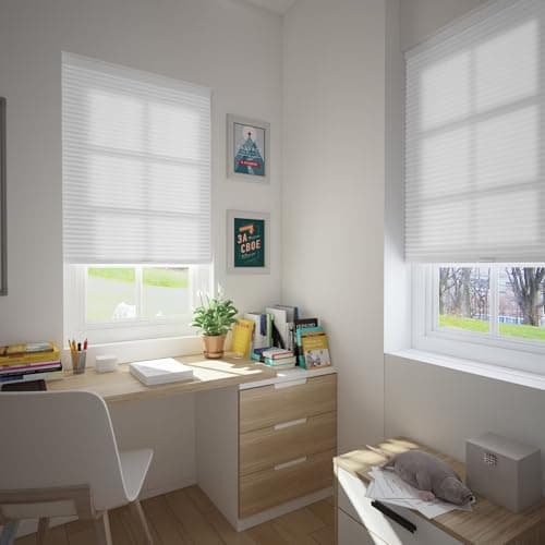 Changshade Cellular Shades Cordless Blinds for Indoor Windows, Honeycomb Blinds Pleated Window Shades Light Filtering for Bedroom, Bathroom, Shade Size 50 inch High 28 inch Wide, White - Thumbnail 6