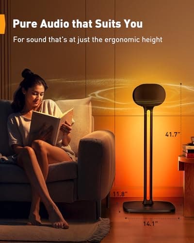 Perlegear Speaker Stands Pair Sonicbeam™ with RGB Lighting for Sonos Era 300, Era 100 & One SL, Universal Surround Sound Speaker Stand Holds to 22 lbs with Cable Management, App & Remote Control - Thumbnail 6