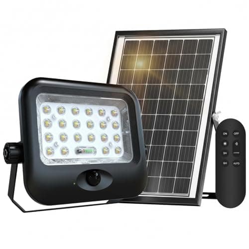 Bowite Solar Flood Light with Motion Sensor and Remote Control, 3 Color Temperature Adjustable, IP65 Waterproof, Outdoor Security Light for Yard, Patio, Garage - Image 1