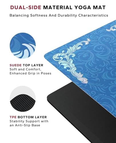 HAPBEAR Large Yoga Mat - 72x36'' Wide workout Mat, Suede Surface with TPE Layer, 1/4'' Thick for Cushioned Support, Non-Slip Yoga Mat, Suitable for Yoga, Pilates, Home and Gym Workouts - Thumbnail 3