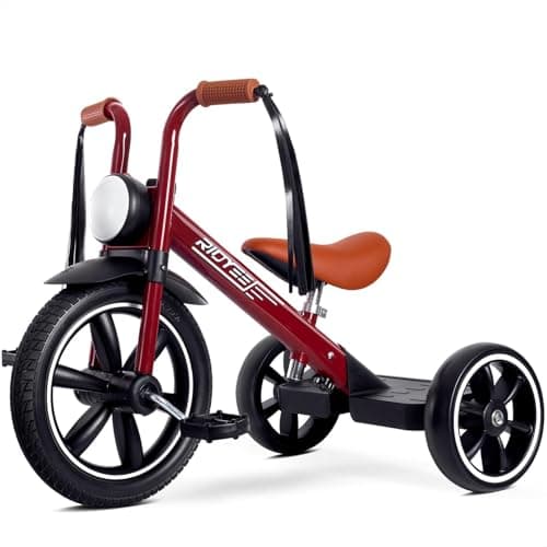 RIDYEE Toddler Tricycle for 2 to 5 Years, Tricycle for 3 Years with Front Light, Rubber Front Wheel, Soft Handlebar with Streamers, Adjustable Seat, Red - Image 1