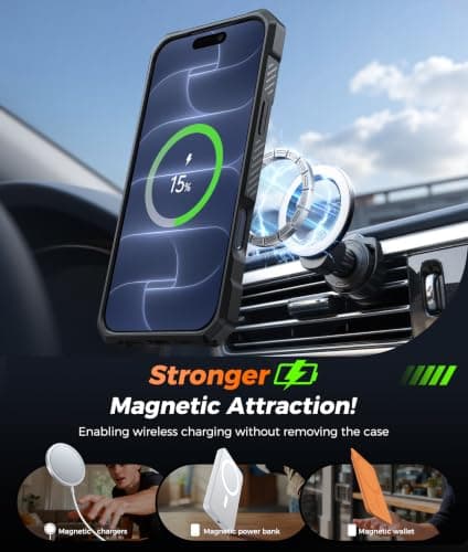 FNTCASE for iPhone 17 Pro-Max Case: [360 Spin Magnetic Ring Kickstand] [Compatible for MagSafe] [Screen Protector] Heavy Duty Military Grade Protection Protective Phone Case with Stand Blue - Thumbnail 3