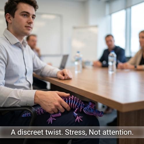 WISWIK 3D-Printed Desk Pet for Office: 32 Articulated Alligator Smooth Touch Twist Stroke Unwind - Help Ease Stress After 3 Hours at the Desk - Gift for Coworkers - Thumbnail 4