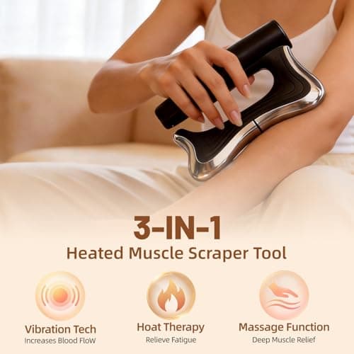 OTBK Professional Heated Muscle Scraper—3-in-1 Electric Fascia Massager with Independent Heat Control (38-46°C), 3-Level Vibration & Pulse—Portable Cordless for Athletes & Office Use - Thumbnail 2