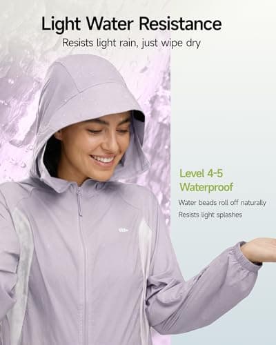 BENEUNDER Women's UPF 50+ Lightweight Sun Protection Jacket Athletic Short Hoodie Full Zip Long Sleeve Packable Track Workout Tops - Thumbnail 5