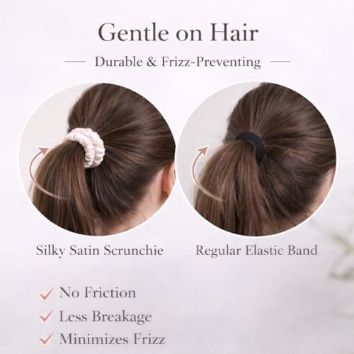 UaiUya 9PCS Skinny Satin Scrunchies, Softer Than Silk Hair Ties, Gentle for Frizz, Ideal Gifts for Women Basic - Thumbnail 4