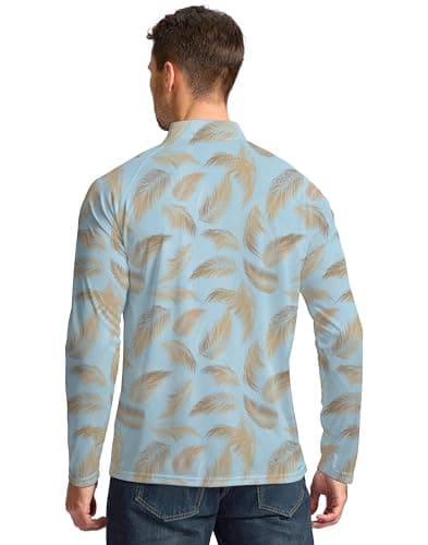 Pudolla Sun Protection Shirts Men Workout Shirts for Men Runnig Shirts Men Summer Fishing Shirts Men(Green Palm L) - Thumbnail 5