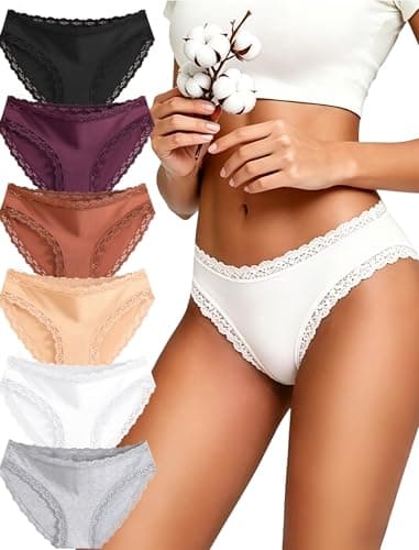 READY TO LOVE Cotton Underwear for Women Pack Lace Cheeky Bikini Panties Plus Size Oversize Underwear 2XL for Curvy Women BBW - Image 1