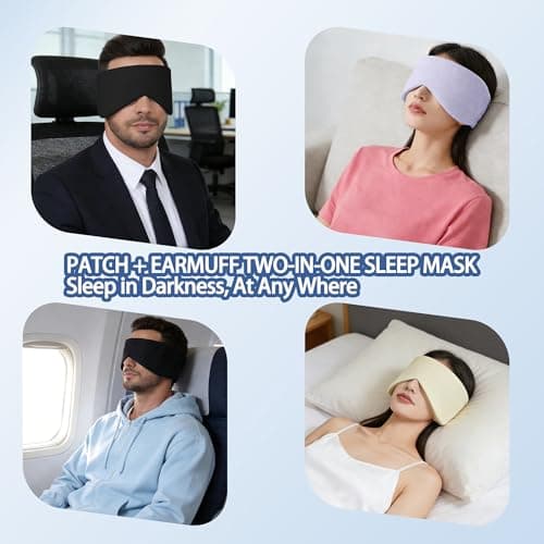 Vettres Reversible Warm & Cool Sleep Mask Wrap-Around Blackout Eye Masks for Side Sleepers Adjustable Unisex Eye Cover for Travel Office & Rest Beige - Thumbnail 6