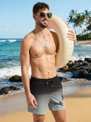 Arcweg Mens Swimming Trunks 2 in 1 with Boxer Liner 5.5" Quick Dry Swimwear Bathing Suit Swim Shorts with Zipper Pockets - Thumbnail 2