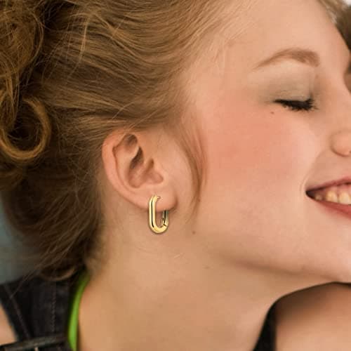 6 Pairs 14K Gold Plated Hoop Earrings for Women Lightweight Chunky Hoop Earrings Multipack Hypoallergenic, Thick Open Twisted Huggie Hoops Earring Set Jewelry for Gifts. (new gold hoops) - Thumbnail 2