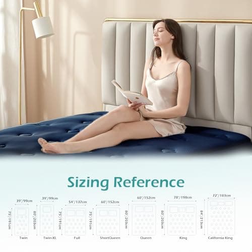 Hansleep Memory Foam Mattress Pad Topper Queen, Queen Foam Mattress Topper Viscose Derived from Bamboo, Queen Size Bed Mattress Pad Cover for Back Pain Relief, 60" x80", 60" x80", Navy Blue - Thumbnail 6