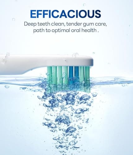 Bymore Electric Toothbrush for Adults,Travel Sonic Toothbrush Set with 8 Replacement Heads, Deep Clean Rechargeable Toothbrush One Charge for 70days 5 Modes 2mins Timer-Bright White - Thumbnail 5