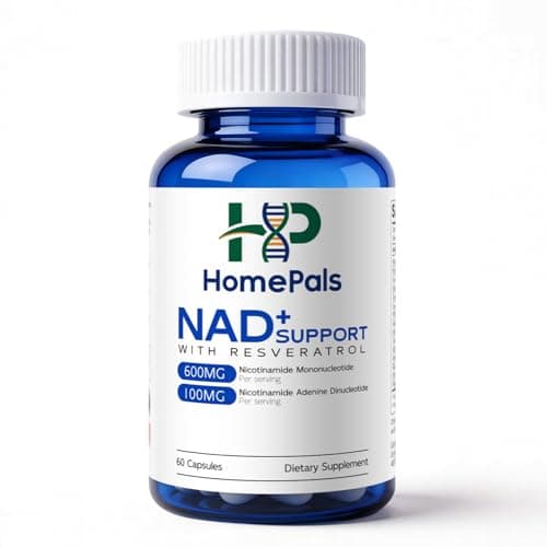 HomePals Liposomal NAD+ Supplement with Resveratrol, Anti Aging and Cell Regeneration, 350mg Niagen, 60 Capsules with The Third-Party Tested, Nicotinamide Riboside, NMN Supplement Alternative