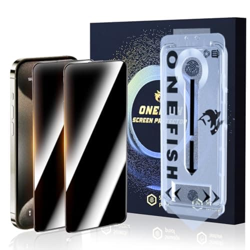 OneFish Privacy Screen Protector for iPhone 16, Full Edge Coverage 6.1",Scratch Resistant, Bubble Free, Easy Installation, Auto Dust-Elimination, 2 Pack - Image 1