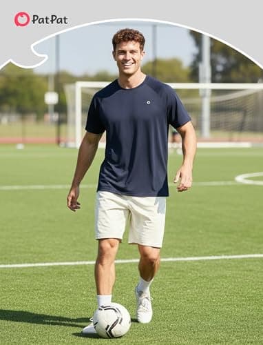 PATPAT Men's Short Sleeve Active T-Shirt Quick Dry Athletic Tee Running Swim Tops Summer Moisture Wicking Shirts, Dark Blue, XXL - Thumbnail 2