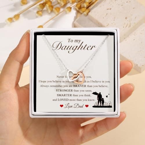 Necklaces for Daughter Gift from Mom Dad - S925 Sterling Silver Love Heart Pendant Necklace Rose Gold Plated with Message Card Jewelry To My Daughter Necklace Gift for Birthday Christmas Graduation - Thumbnail 5