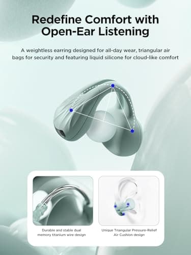 HAKII Open Ear Wireless Earbuds, Bluetooth 5.4 Ergonomic Clip on Bluetooth Earbuds with Stereo Sound/ENC, Touch Control Open Ear Headphones, IPX5 Waterproof Running Headphones for Sports, Fitness - Thumbnail 4