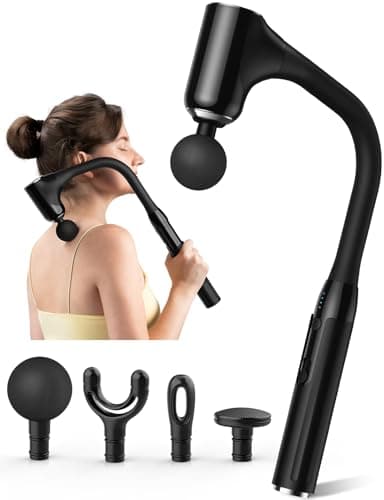 Massage Gun Deep Tissue - Back Massager for Pain Relief Deep Tissue with Extended Handle, 12MM Percussion Less-Shock Neck/Foot/Leg/Shoulder Massager, Infinitely Adjustable Speed & 4 Replaceable Heads - Image 1
