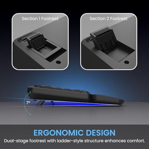 COLIKES Wireless Ergonomic Keyboard, Backlit Keyboard Silent with 15 RGB Lighting Effects, Leather Wrist Rest, 2500mAh Rechargeable, Multimedia Keys, Wave Keyboard for PC Computer Laptop Windows Mac - Thumbnail 3