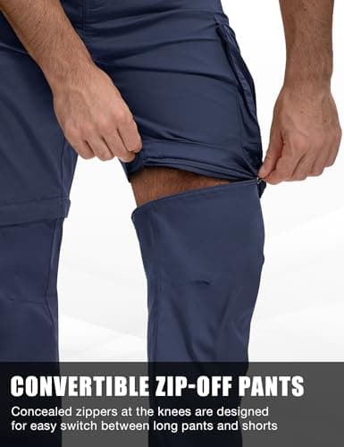 AOHIKE Mens Convertible Hiking Pants - Stretch Lightweight Zip Off Cargo Pants for Men Camping Tracking, Navy Blue - Thumbnail 2