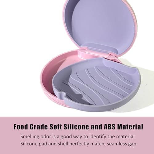 Maoerdental 2PCS Retainer Case Compatible with Invisalign,Cute Slim Aligner Case,Customized Magnetic Closure Orthodontic Retainer Cases (2 Pack Pink + Purple Silicone) - Thumbnail 4