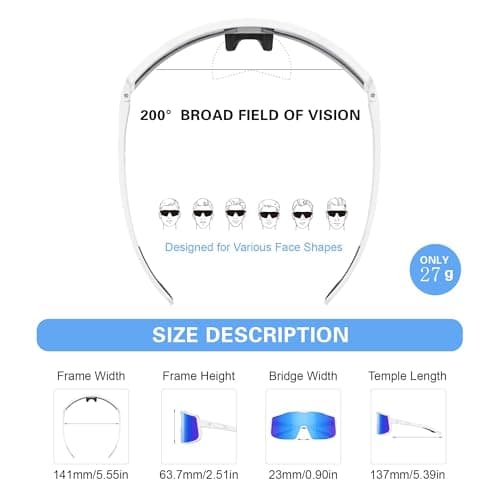 suoso Sports Cycling Glasses for Men: UV400 Polarized Wraparound Sunglasses for Women Running Riding Fishing Baseball TR90 - Thumbnail 4