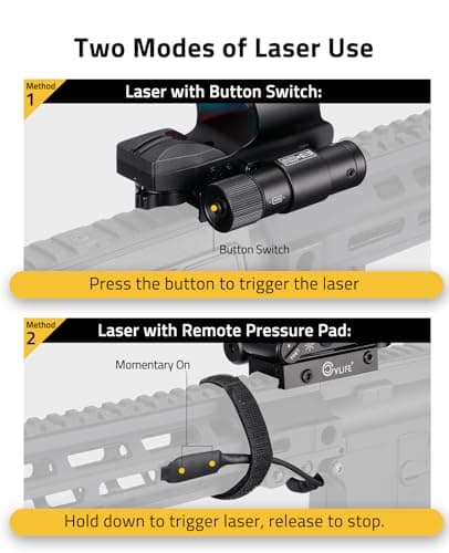 CVLIFE 28×40mm Large Lens Reflex Sight Red Dot Sight for Rifle,4 Reticle Optics with Red Laser and Pressure Pad Switch for 21mm Rail (Green Laser) - Thumbnail 3
