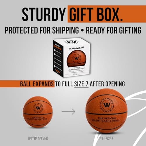 WAWAWEWA The Official Silent Basketball Size 7 (29.5") - Grooved Airless Indoor Basketball for Quiet Dribbling and Indoor Training - Real Feel PU Foam Ball - Thumbnail 2