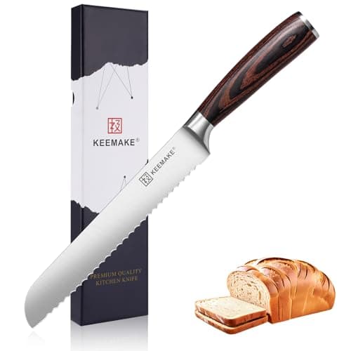 KEEMAKE Bread Knife for Homemade Bread, 8" Sourdough Bread Knife Serrated with Ultra Sharp High Carbon Stainless Steel Blade, Cutting Slicer for Bread Cake Fruit, Ergonomic Handle, Gift Box Included - Image 1