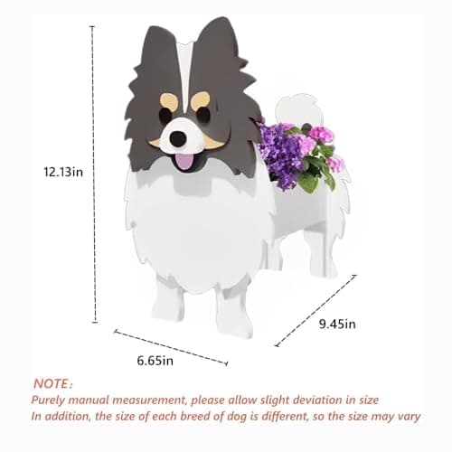 strolfay Grey and White Pomeranian Dog Planter, Cute Animal Shaped Plant Pot, Dog Flower Pot, Gifts for Women & Pet Lovers, Indoor Outdoor Garden Home Office Decor, 9.45 x 6.65 x 12.13 Inches - Thumbnail 2