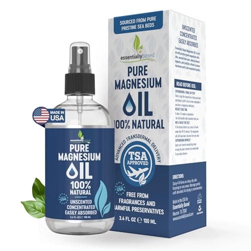 Pure Magnesium Oil Spray 3.4oz Travel Size - Topical Magnesium Spray for Sleep Extra Strength - Less Sting - Less Itch - 100% Natural and Organic Oil - TSA Approved - Made in USA - Image 1