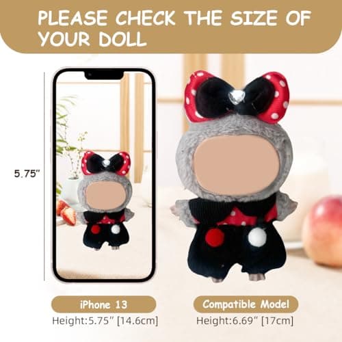 10 Pack Compatible for Labubu Clothes,17cm Doll Clothes Cute Outfits Stylish Accessories Designer Hat Dress Shirt Set Compatible for Labubu Birthday Party Decoration Gift (Adorable, 17cm) - Thumbnail 5