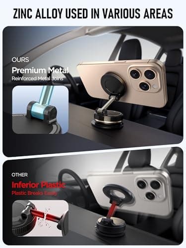 ETODBUWS Upgraded Vacuum Magnetic Car Phone Holder for MagSafe[108+LBS Strongest Suction & 3000gf Strongest Magnetic],360° Adjustable Suction Cup Phone Mount for Car,Gym,Mirror,Men Women-Black - Thumbnail 6
