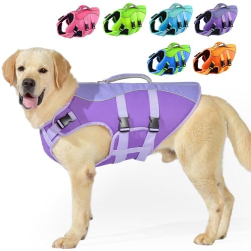 PETDSH Dog Life Jacket Medium, High Flotation Dog Life Vest for Swimming Boating, Reflective Puppy Lifejacket with Superior Buoyancy and Rescue Handle, Adjustable Safety Dogs Floating Vests