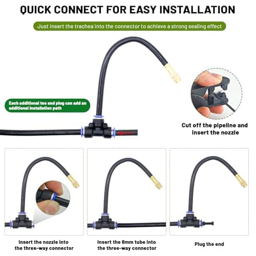 360° Adjustable Drip Irrigation System - 50FT Garden Watering System with 16 Nozzles, Garden Irrigation System, Greenhouse Accessories, Atomizing System for Yard, Lawn, Plants, 5/16 inch Tubing - Thumbnail 5