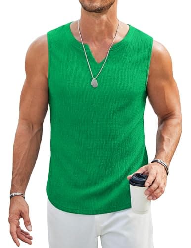 COOFANDY Mens St Patrick's Day Sleeveless Shirt Slimming Dress Tank Top Nice Undershirt Quick Dry Summer Beach - Image 1