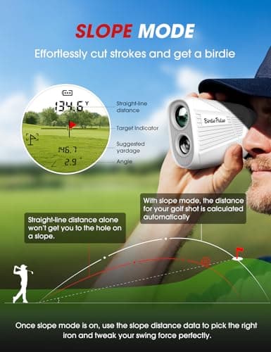 Golf Rangefinder with Slope & Magnet，1300 Yards Range Finder for Golf，Flag Locking Vibration，6-6.5X Magnification & HD LCD，Rechargeable Golf Range Finder - Thumbnail 3