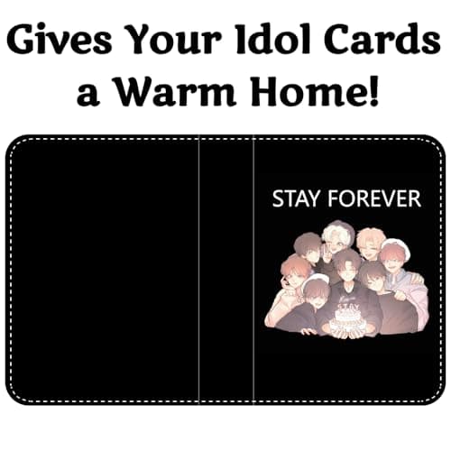 KEFEIKJ Cute Trading Photocard Binder, STAY Photo Album Cartoon Card Holder Book Storage 400 Cards with Sleeves for Lomo Cards Gift - Boys & Girls, idol Photo Protect (Black, 4 Pockets) - Thumbnail 4
