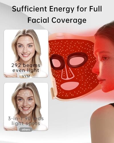 Infrared Red Light Therapy Mask: High Power Facial Skincare Device for Glowing Skin – Ultra-Thin 1.8mm 4.6oz, 830nm 633nm 590nm, Red Light Therapy for face Luxury Gift- Golden Windmill - Thumbnail 4