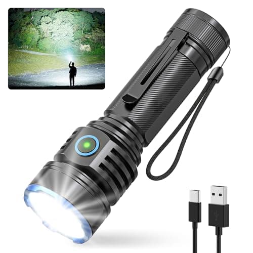 RECHOO Flashlight Rechargeable 1 Pack, Super Bright Rechargeable Flashlights High Lumens, Adjustable 3 Lighting Modes with 7 Big LED Flashlight, Waterproof Flash Light for Home, Camping, Emergency - Image 1