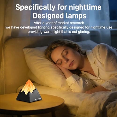 Yinken Night Light,Creative Volcano Night Light,Rechargeable Bedside Lamp with Timer,Cool Room Decoration for Kids Bedroom - Thumbnail 2