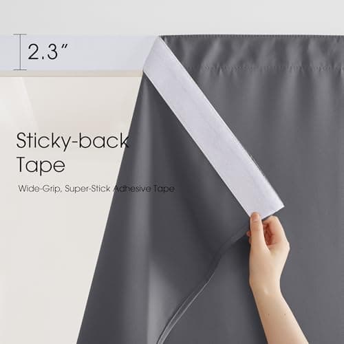 NICETOWN 2 Panels Outdoor Curtains for Patio, Adhesive Strip Top No Rods Needed, Back Tab Bottom with Free Rope for Wind Resistance, Waterproof & Windproof Drape for Gazebo/Pergola, W52 x L96 in, Grey - Thumbnail 2