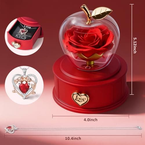 iceevery Bule Preserved Roses with Rose Necklace,Sky Blue Zircon Pendant with to My Love Greeting Card,Forever Rose Gift Jewelry Box,Romantic Gifts for Her,I Love You Gift - Thumbnail 6